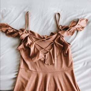 Super cute blush colored mini dress from Tilly’s!